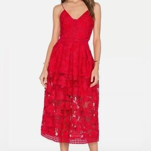 Red Floral Lace Rouleau Cocktail Dress - Nicholas brand